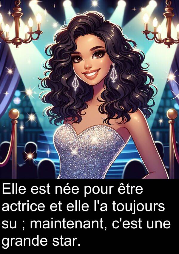 actrice: Elle est née pour être actrice et elle l'a toujours su ; maintenant, c'est une grande star.