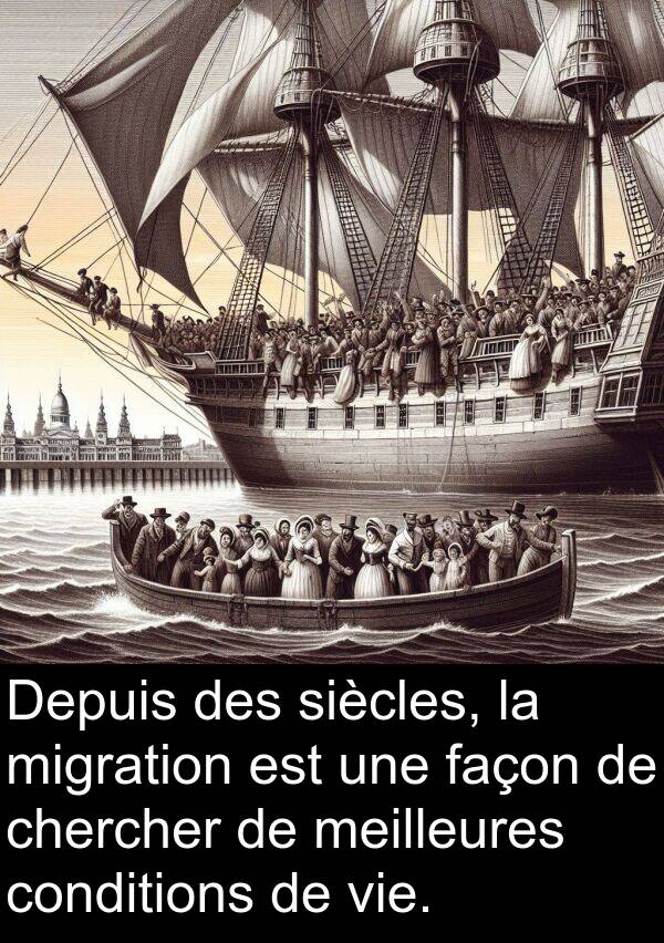 meilleures: Depuis des siècles, la migration est une façon de chercher de meilleures conditions de vie.
