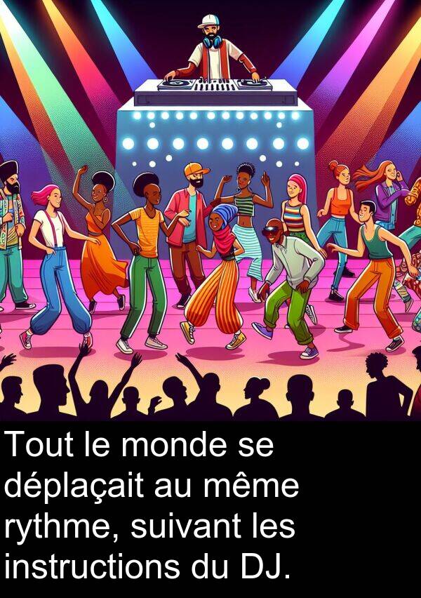même: Tout le monde se déplaçait au même rythme, suivant les instructions du DJ.