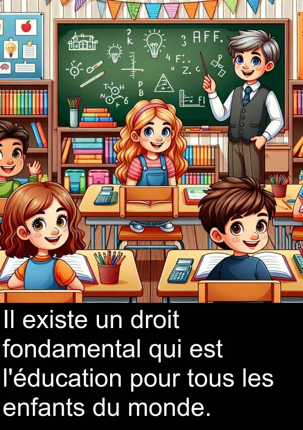 droit: Il existe un droit fondamental qui est l'éducation pour tous les enfants du monde.