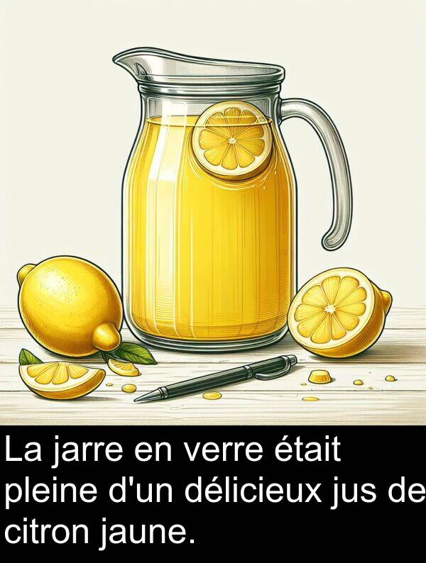 jus: La jarre en verre était pleine d'un délicieux jus de citron jaune.