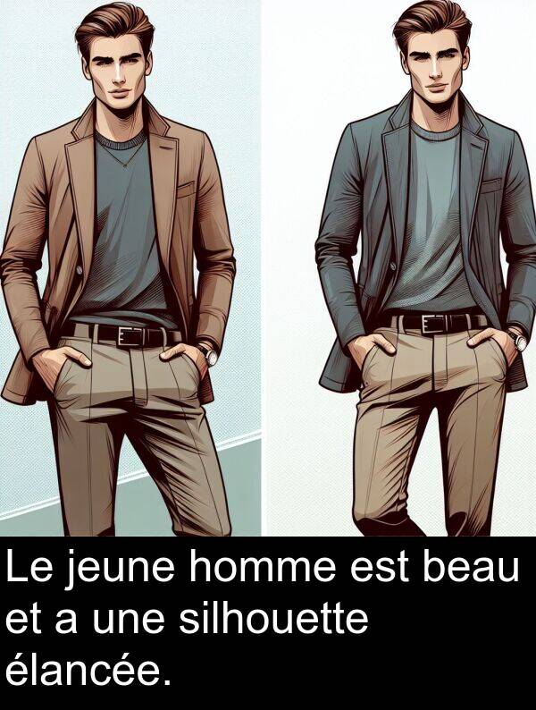 jeune: Le jeune homme est beau et a une silhouette élancée.