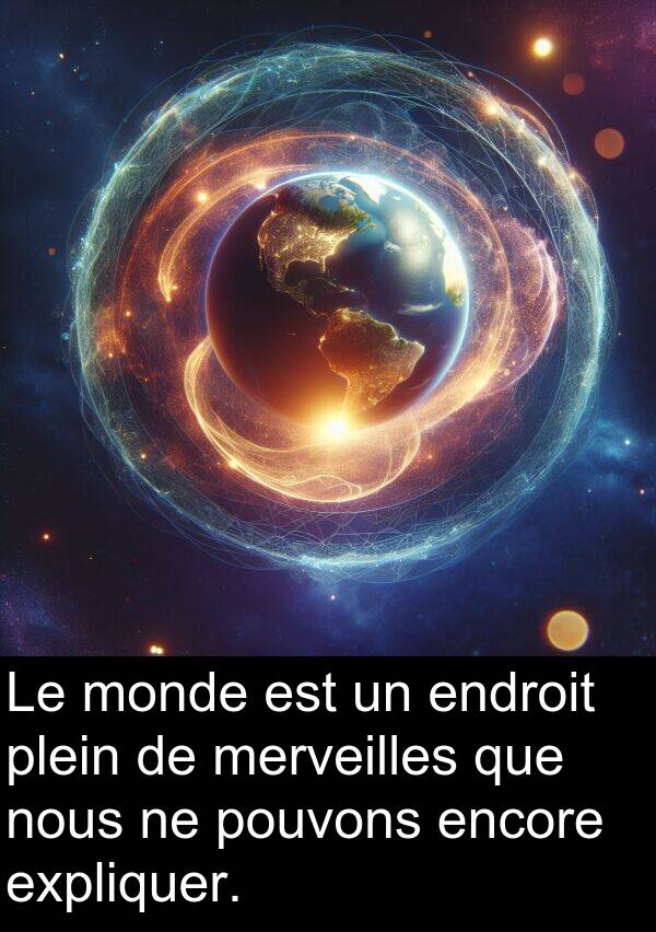 expliquer: Le monde est un endroit plein de merveilles que nous ne pouvons encore expliquer.