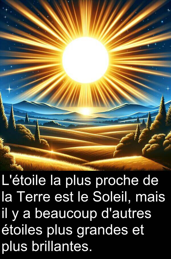 brillantes: L'étoile la plus proche de la Terre est le Soleil, mais il y a beaucoup d'autres étoiles plus grandes et plus brillantes.