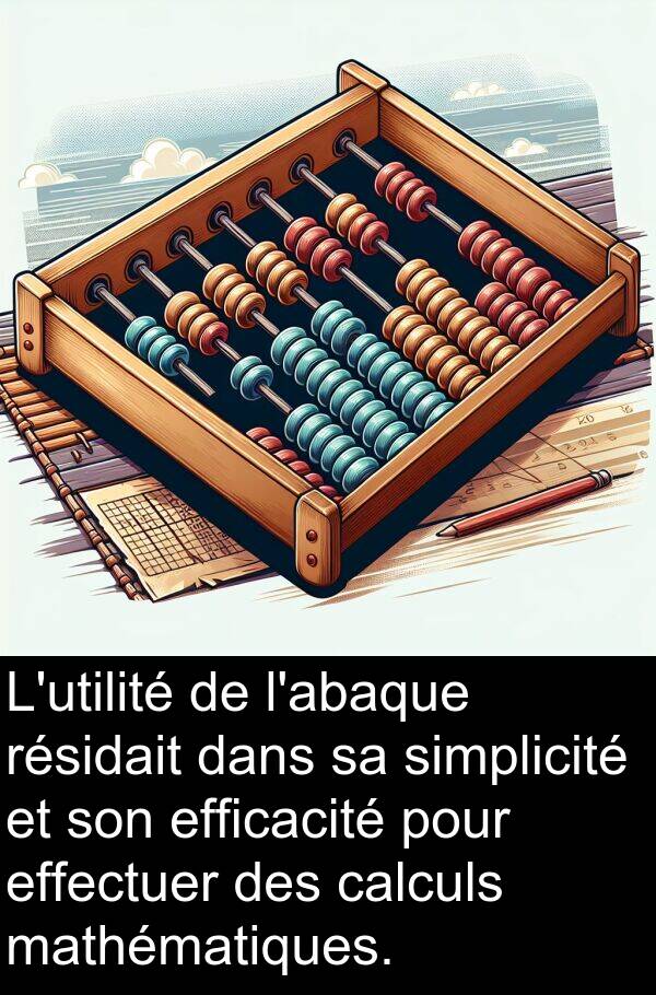 effectuer: L'utilité de l'abaque résidait dans sa simplicité et son efficacité pour effectuer des calculs mathématiques.