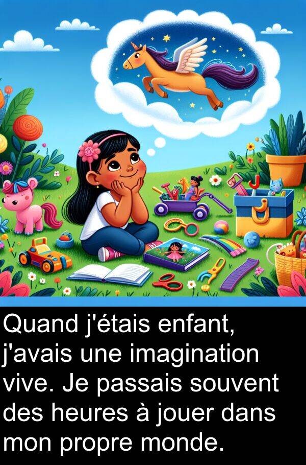 jouer: Quand j'étais enfant, j'avais une imagination vive. Je passais souvent des heures à jouer dans mon propre monde.