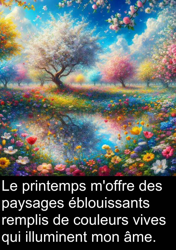 vives: Le printemps m'offre des paysages éblouissants remplis de couleurs vives qui illuminent mon âme.