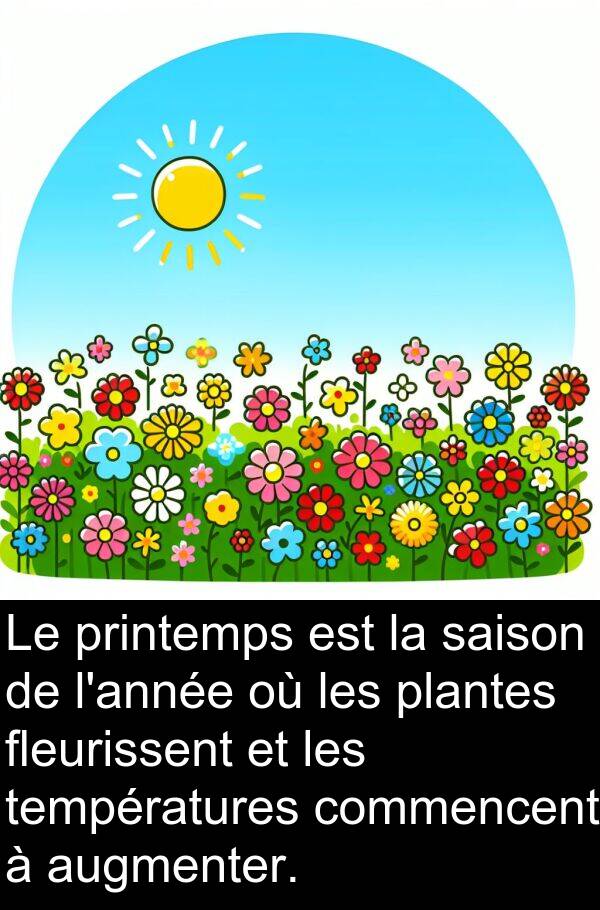 fleurissent: Le printemps est la saison de l'année où les plantes fleurissent et les températures commencent à augmenter.