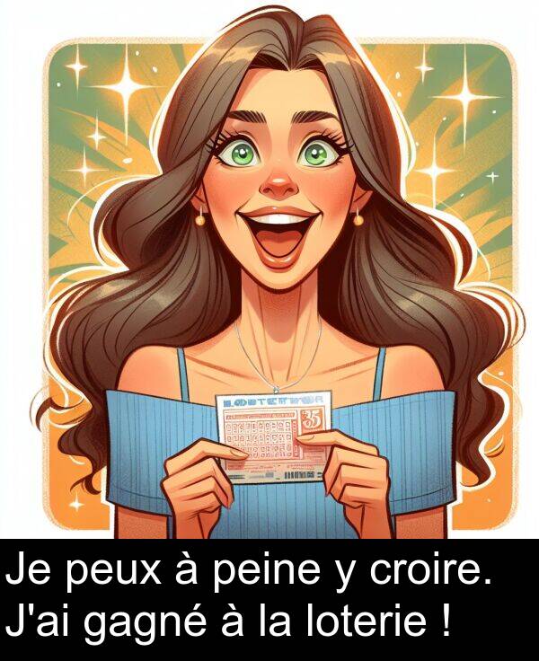 gagné: Je peux à peine y croire. J'ai gagné à la loterie !