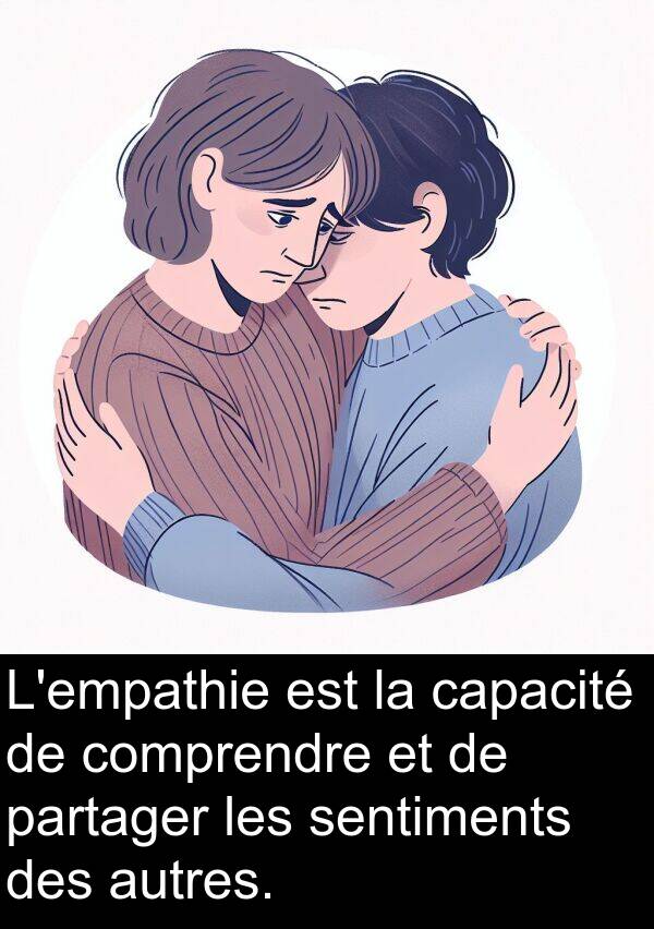 capacité: L'empathie est la capacité de comprendre et de partager les sentiments des autres.