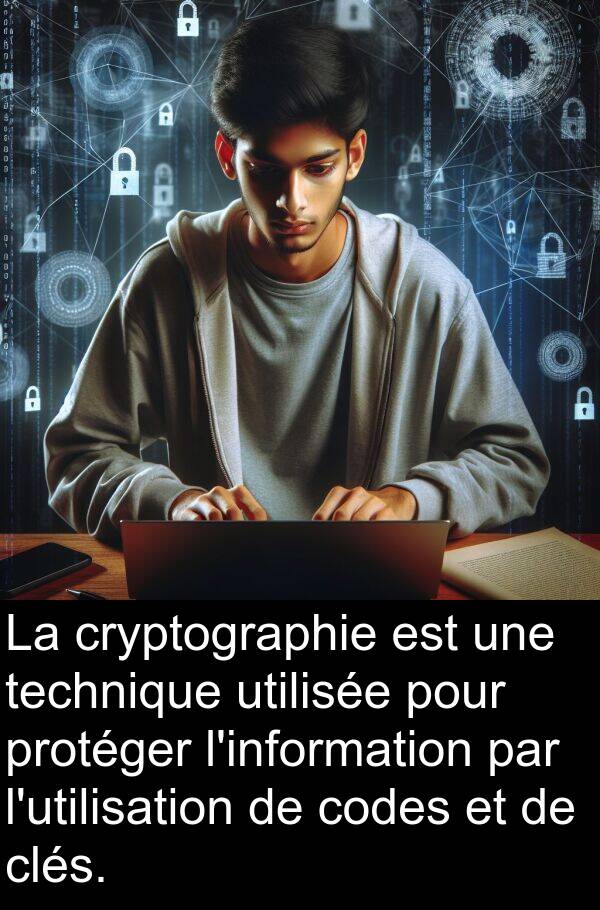 clés: La cryptographie est une technique utilisée pour protéger l'information par l'utilisation de codes et de clés.