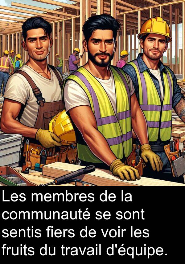 sentis: Les membres de la communauté se sont sentis fiers de voir les fruits du travail d'équipe.