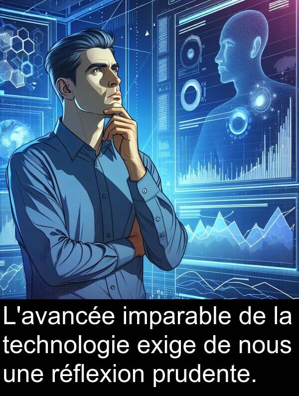 imparable: L'avancée imparable de la technologie exige de nous une réflexion prudente.