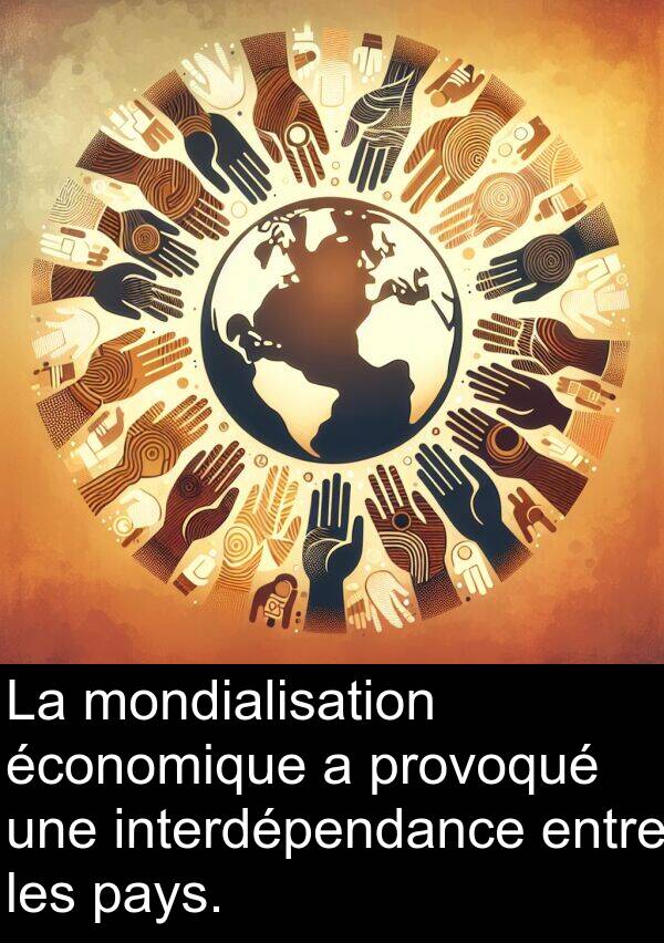 économique: La mondialisation économique a provoqué une interdépendance entre les pays.
