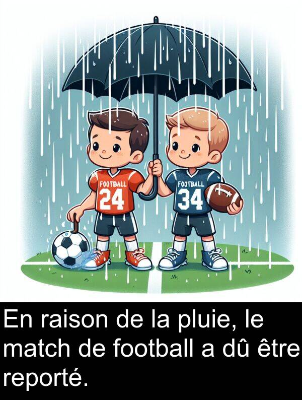 raison: En raison de la pluie, le match de football a dû être reporté.
