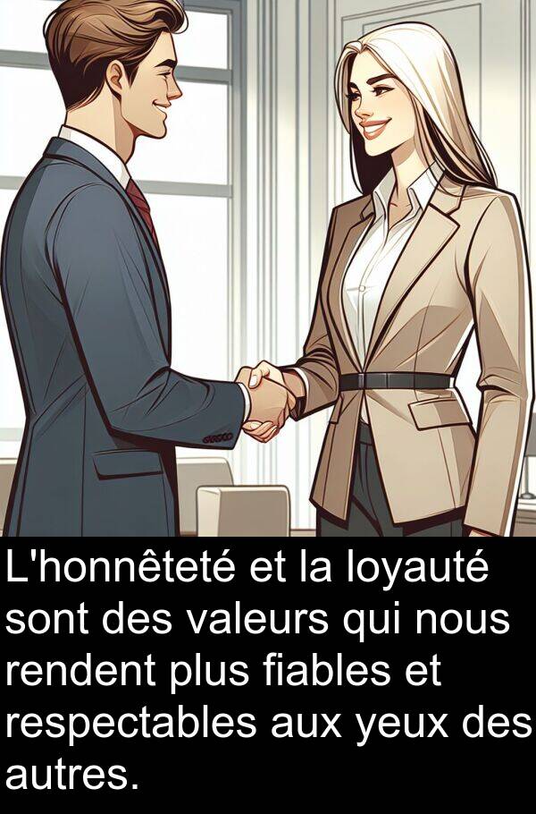 rendent: L'honnêteté et la loyauté sont des valeurs qui nous rendent plus fiables et respectables aux yeux des autres.