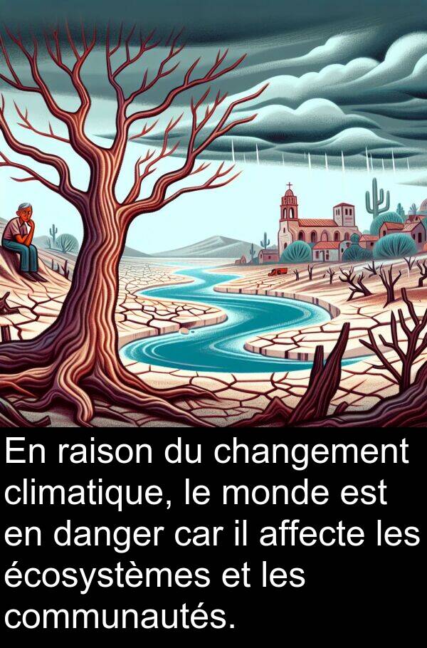 écosystèmes: En raison du changement climatique, le monde est en danger car il affecte les écosystèmes et les communautés.