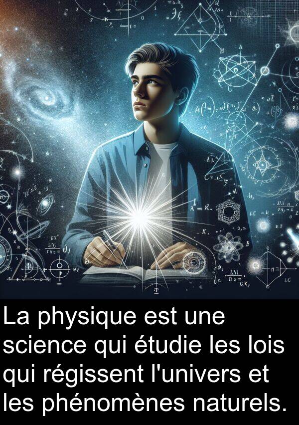 naturels: La physique est une science qui étudie les lois qui régissent l'univers et les phénomènes naturels.
