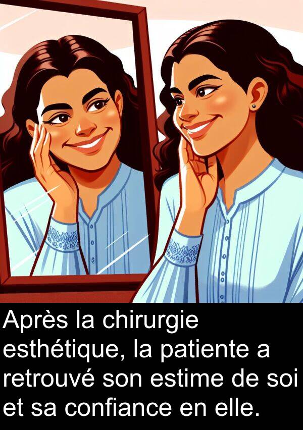 confiance: Après la chirurgie esthétique, la patiente a retrouvé son estime de soi et sa confiance en elle.