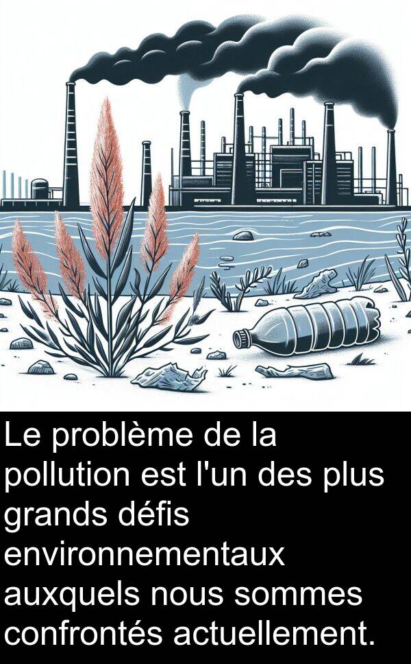 auxquels: Le problème de la pollution est l'un des plus grands défis environnementaux auxquels nous sommes confrontés actuellement.