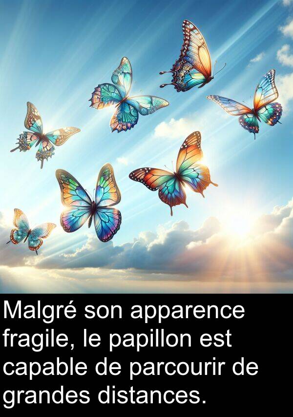 apparence: Malgré son apparence fragile, le papillon est capable de parcourir de grandes distances.