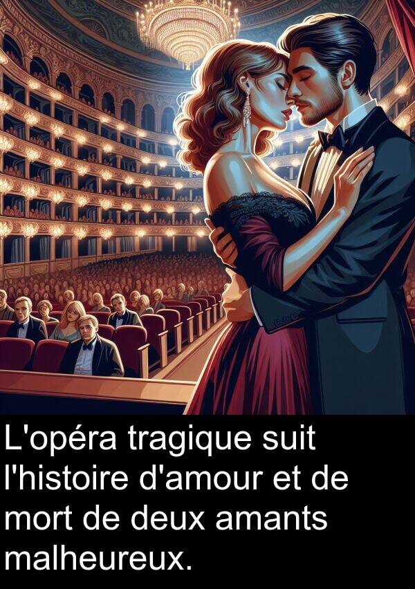 amants: L'opéra tragique suit l'histoire d'amour et de mort de deux amants malheureux.