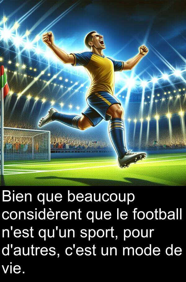 sport: Bien que beaucoup considèrent que le football n'est qu'un sport, pour d'autres, c'est un mode de vie.