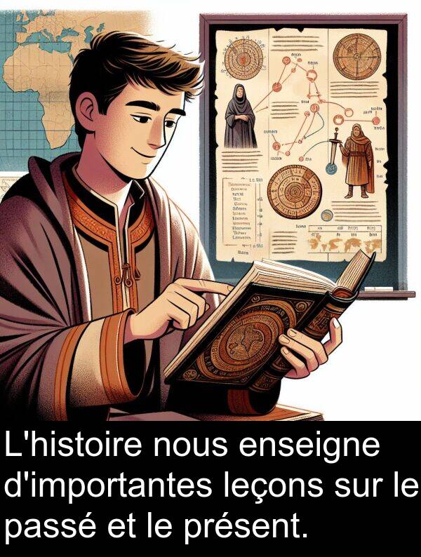 enseigne: L'histoire nous enseigne d'importantes leçons sur le passé et le présent.