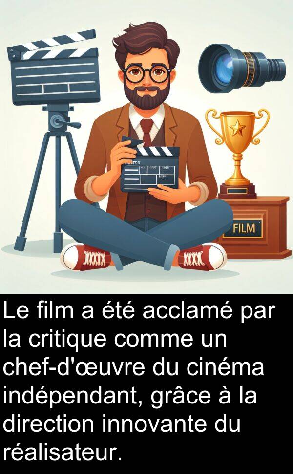 film: Le film a été acclamé par la critique comme un chef-d'œuvre du cinéma indépendant, grâce à la direction innovante du réalisateur.