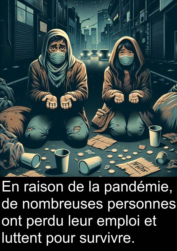 raison: En raison de la pandémie, de nombreuses personnes ont perdu leur emploi et luttent pour survivre.