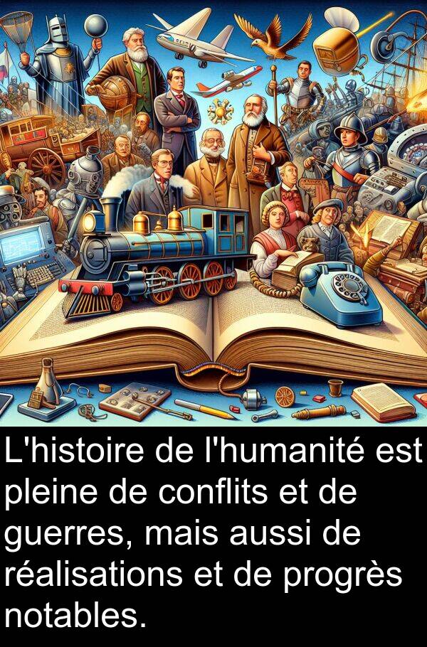 conflits: L'histoire de l'humanité est pleine de conflits et de guerres, mais aussi de réalisations et de progrès notables.