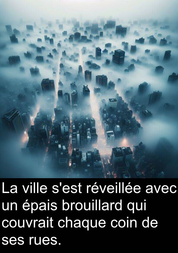 épais: La ville s'est réveillée avec un épais brouillard qui couvrait chaque coin de ses rues.