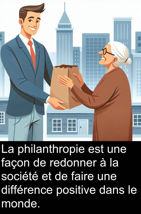 société: La philanthropie est une façon de redonner à la société et de faire une différence positive dans le monde.