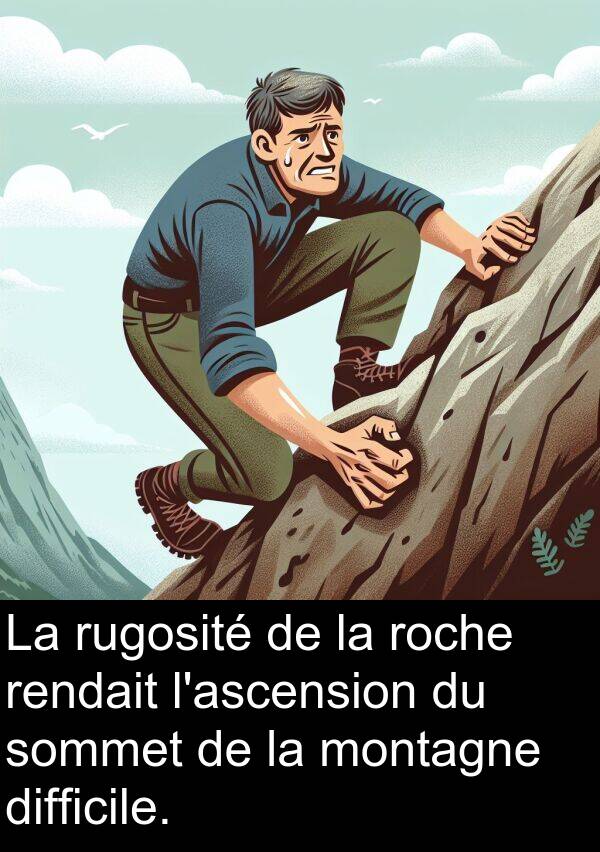 rendait: La rugosité de la roche rendait l'ascension du sommet de la montagne difficile.