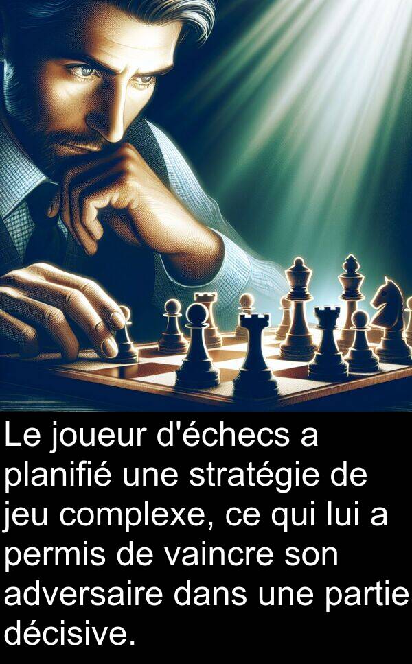 décisive: Le joueur d'échecs a planifié une stratégie de jeu complexe, ce qui lui a permis de vaincre son adversaire dans une partie décisive.