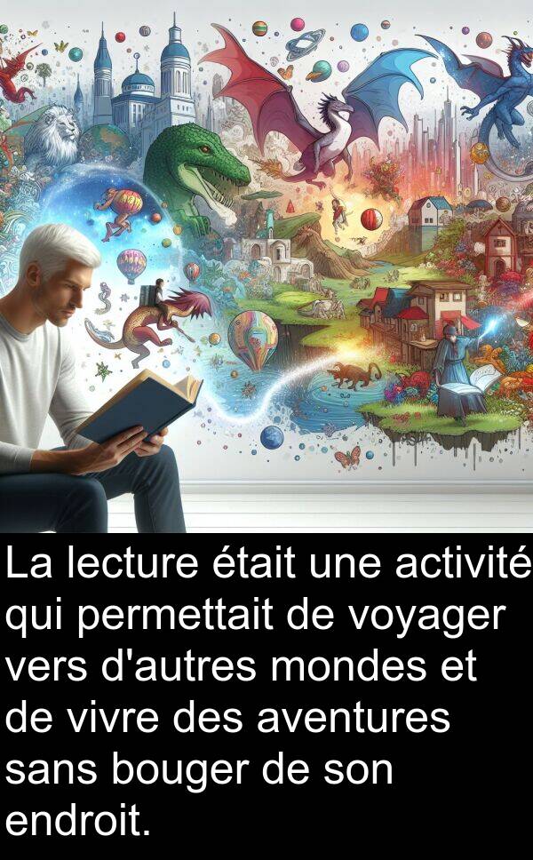 lecture: La lecture était une activité qui permettait de voyager vers d'autres mondes et de vivre des aventures sans bouger de son endroit.