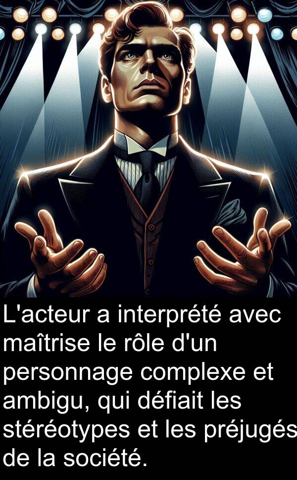 maîtrise: L'acteur a interprété avec maîtrise le rôle d'un personnage complexe et ambigu, qui défiait les stéréotypes et les préjugés de la société.