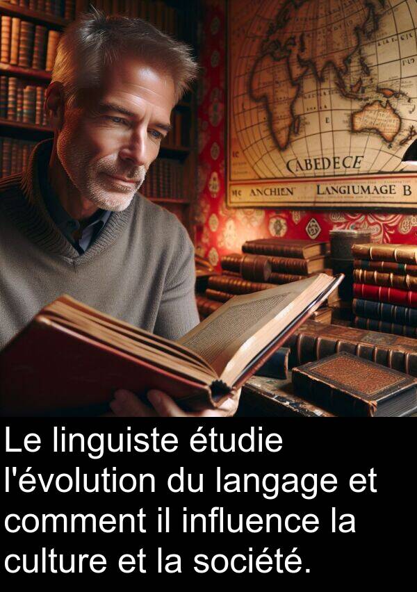 langage: Le linguiste étudie l'évolution du langage et comment il influence la culture et la société.