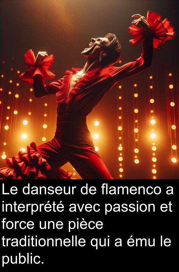 danseur: Le danseur de flamenco a interprété avec passion et force une pièce traditionnelle qui a ému le public.