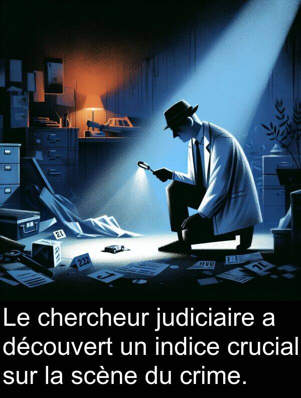 judiciaire: Le chercheur judiciaire a découvert un indice crucial sur la scène du crime.