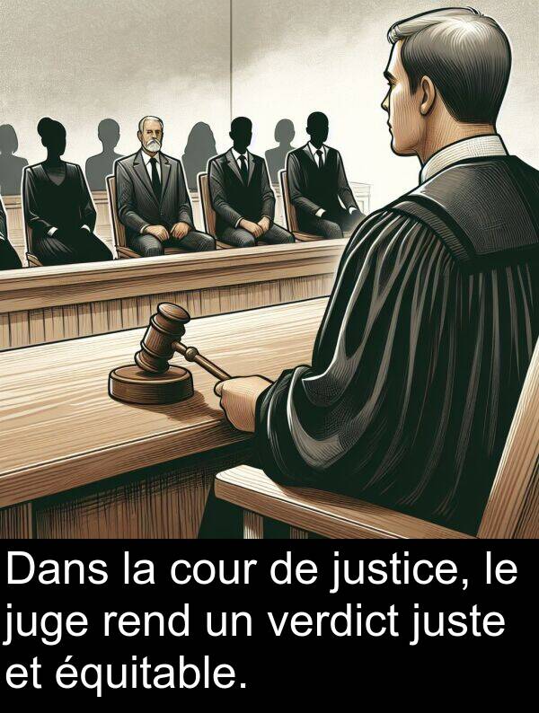 juge: Dans la cour de justice, le juge rend un verdict juste et équitable.