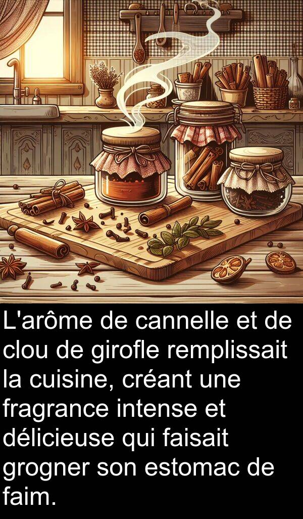 faim: L'arôme de cannelle et de clou de girofle remplissait la cuisine, créant une fragrance intense et délicieuse qui faisait grogner son estomac de faim.