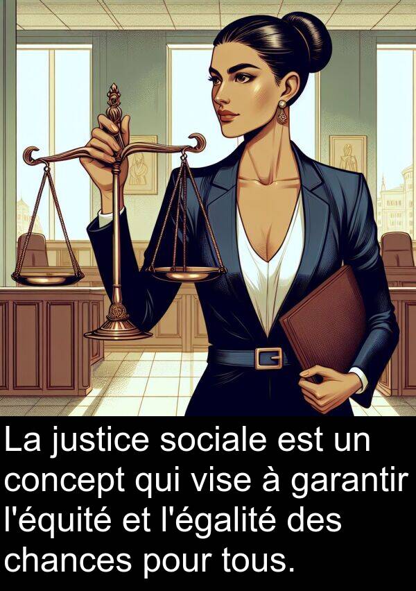 justice: La justice sociale est un concept qui vise à garantir l'équité et l'égalité des chances pour tous.