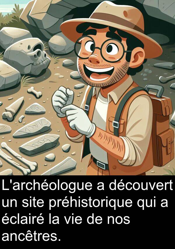 découvert: L'archéologue a découvert un site préhistorique qui a éclairé la vie de nos ancêtres.