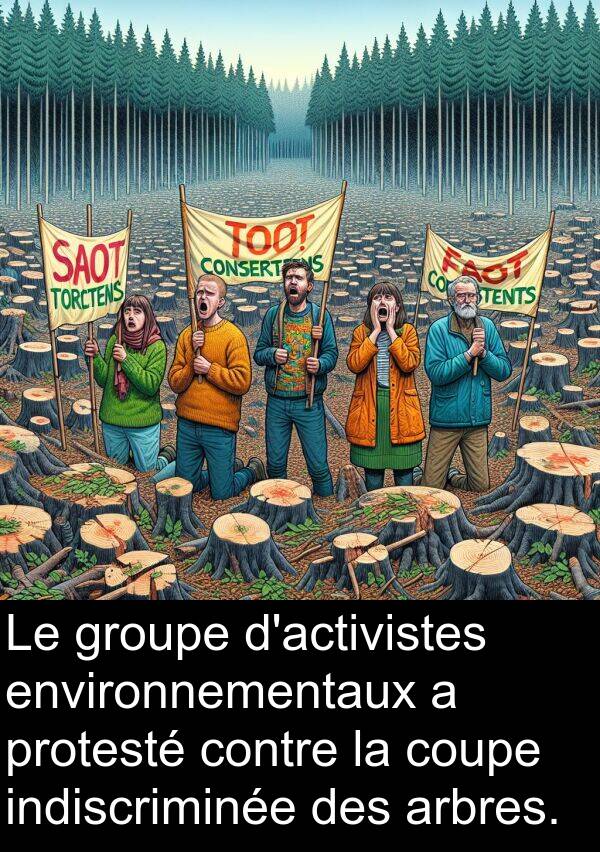 environnementaux: Le groupe d'activistes environnementaux a protesté contre la coupe indiscriminée des arbres.