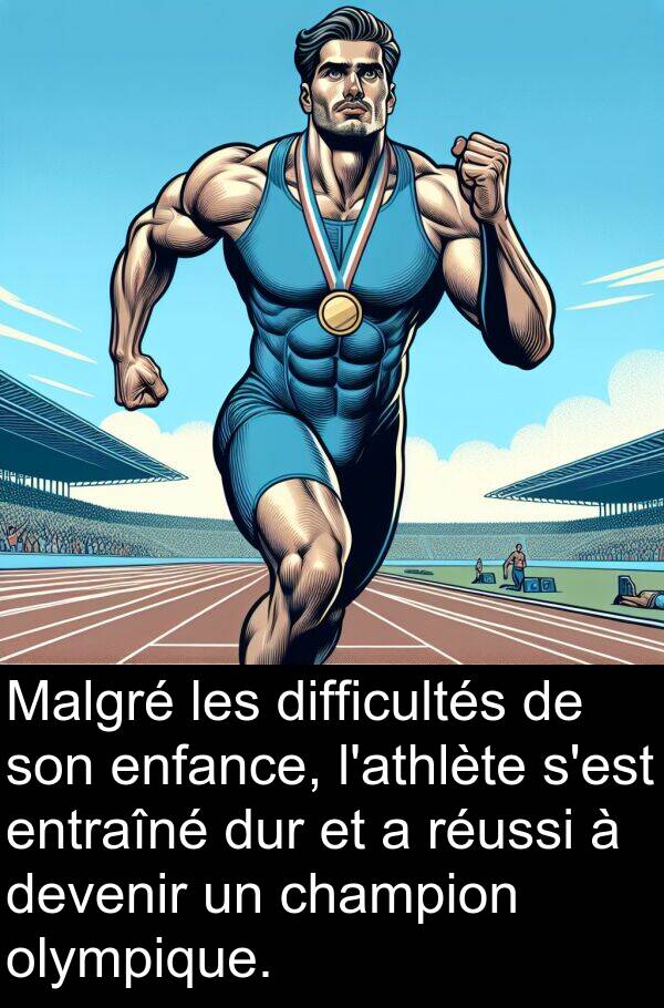 olympique: Malgré les difficultés de son enfance, l'athlète s'est entraîné dur et a réussi à devenir un champion olympique.