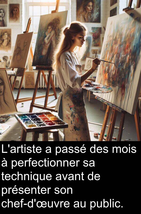 avant: L'artiste a passé des mois à perfectionner sa technique avant de présenter son chef-d'œuvre au public.