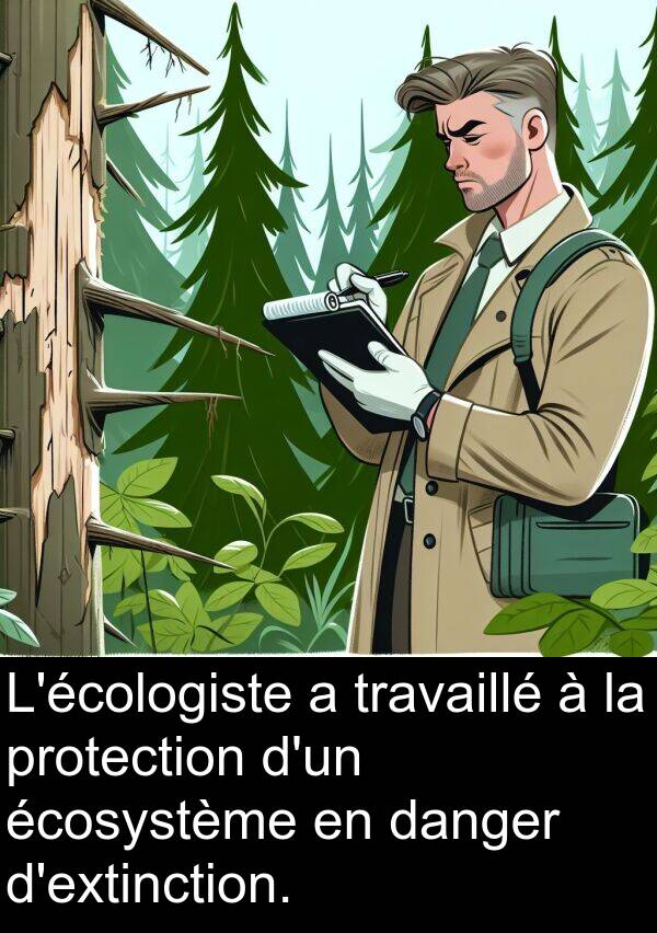 danger: L'écologiste a travaillé à la protection d'un écosystème en danger d'extinction.
