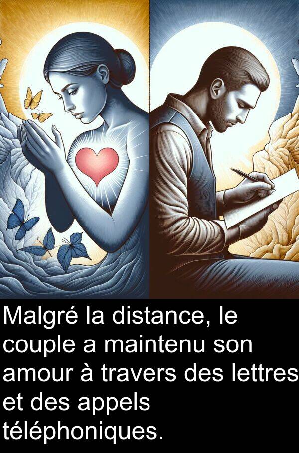 téléphoniques: Malgré la distance, le couple a maintenu son amour à travers des lettres et des appels téléphoniques.