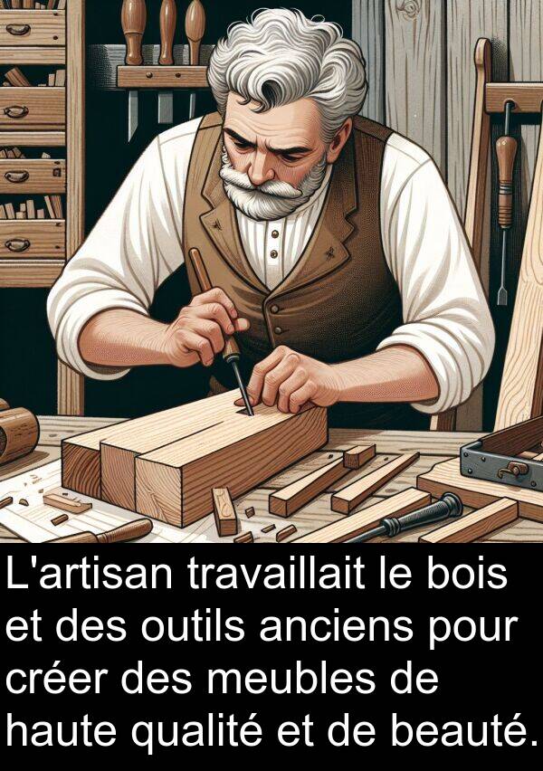 qualité: L'artisan travaillait le bois et des outils anciens pour créer des meubles de haute qualité et de beauté.